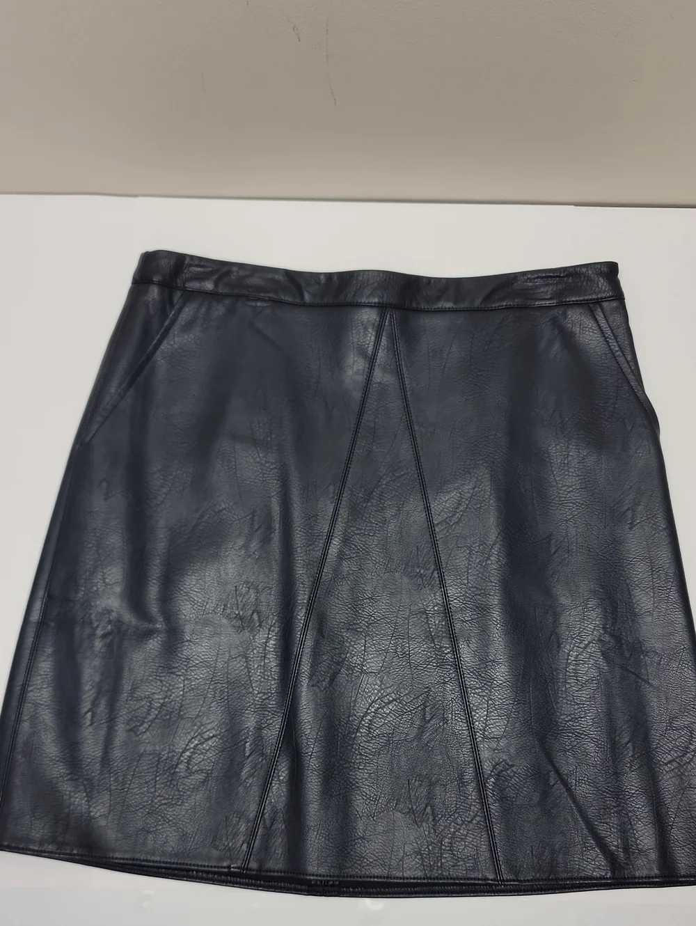 dip Black Faux Leather Mini Skirt With Pockets! Sz 10